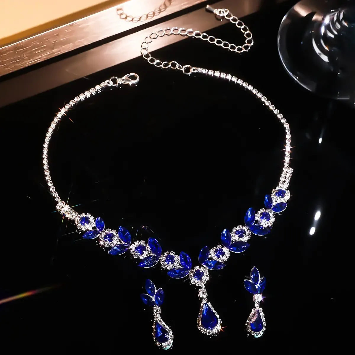 💎New teardrop diamond necklace and earring set