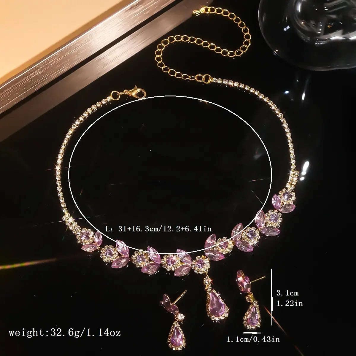 💎New teardrop diamond necklace and earring set