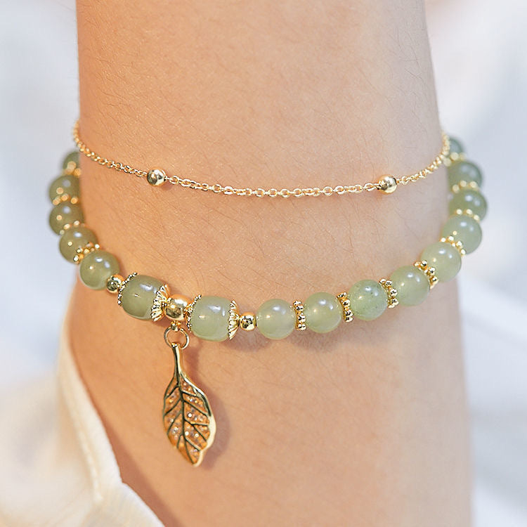 Golden Branch & Jade Leaf Bracelet