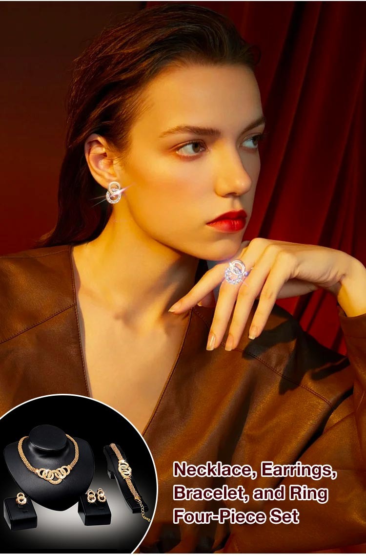 Four-piece luxury sparkling jewelry set