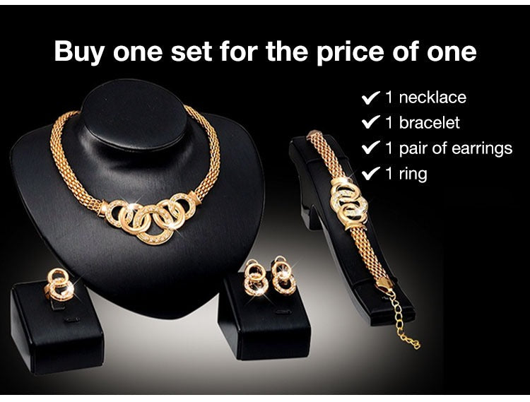 Four-piece luxury sparkling jewelry set