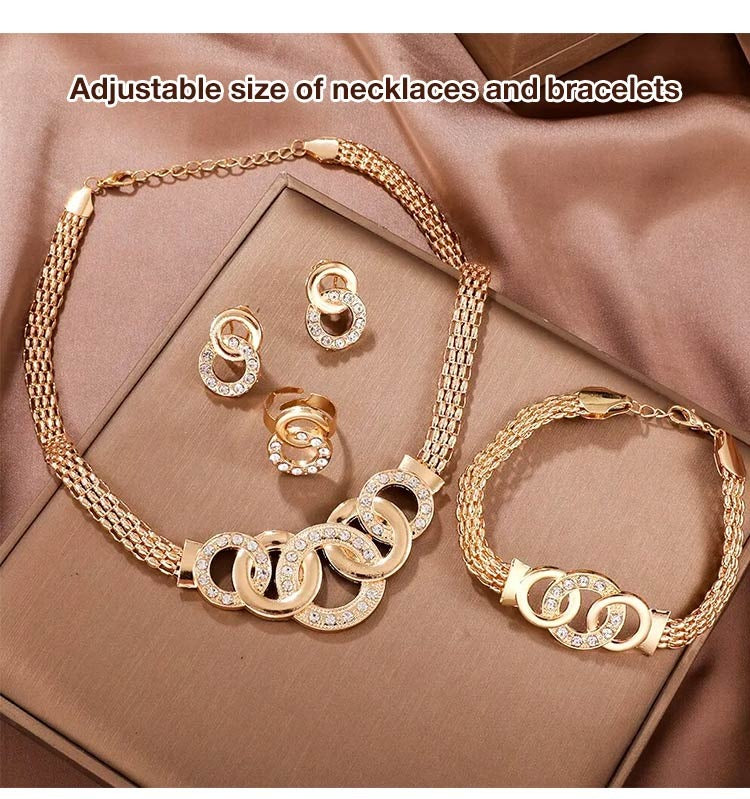 Four-piece luxury sparkling jewelry set
