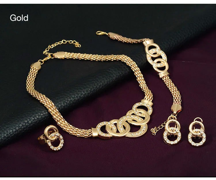 Four-piece luxury sparkling jewelry set