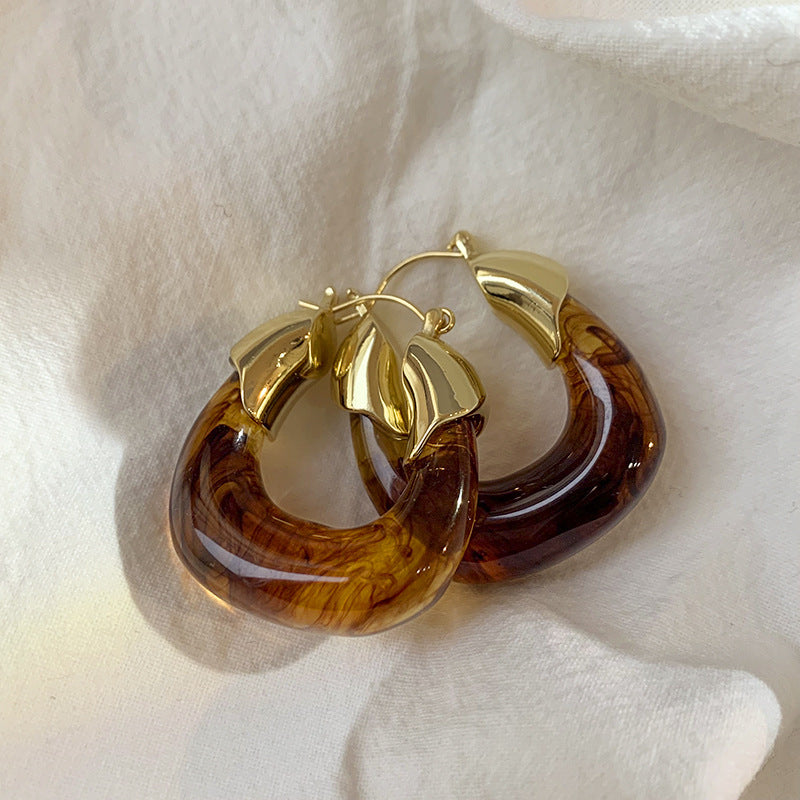 Amber Hoop Earrings