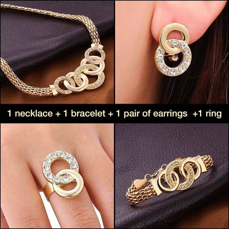 Four-piece luxury sparkling jewelry set