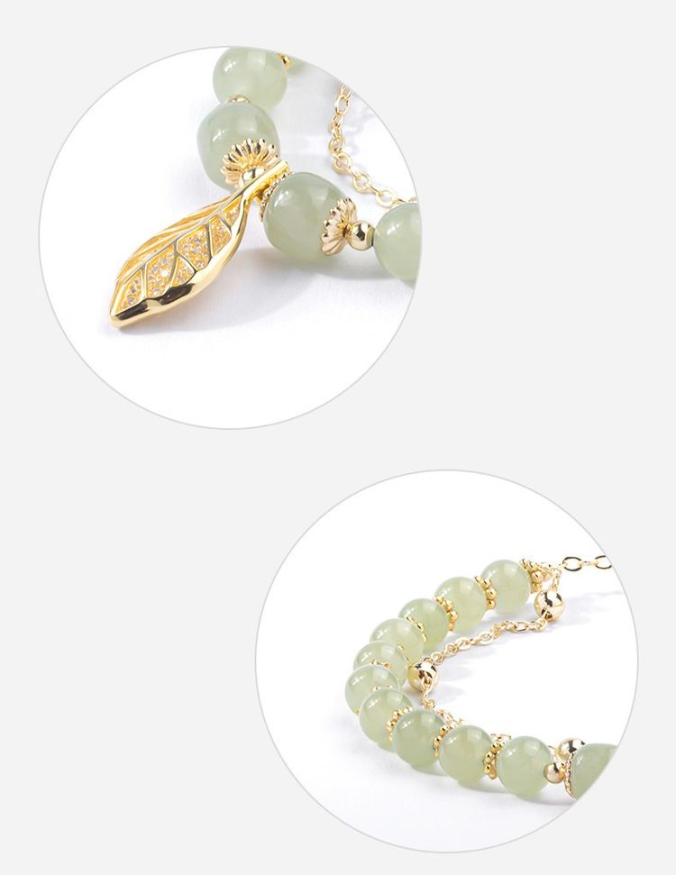 Golden Branch & Jade Leaf Bracelet