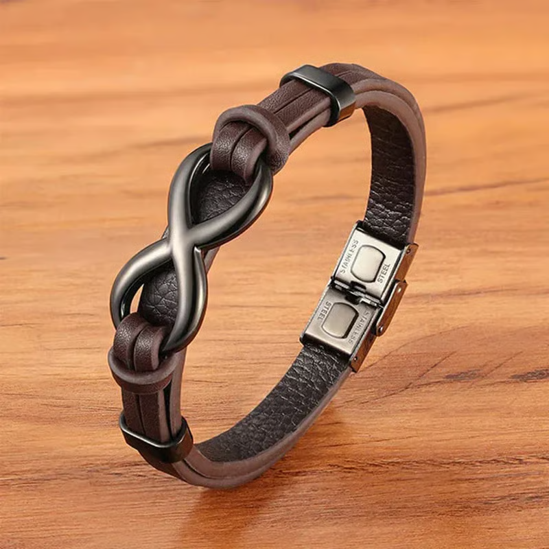 🎁For Love - Remember Whose King You Are And Straighten Your Crown Infinity Leather Bracelet