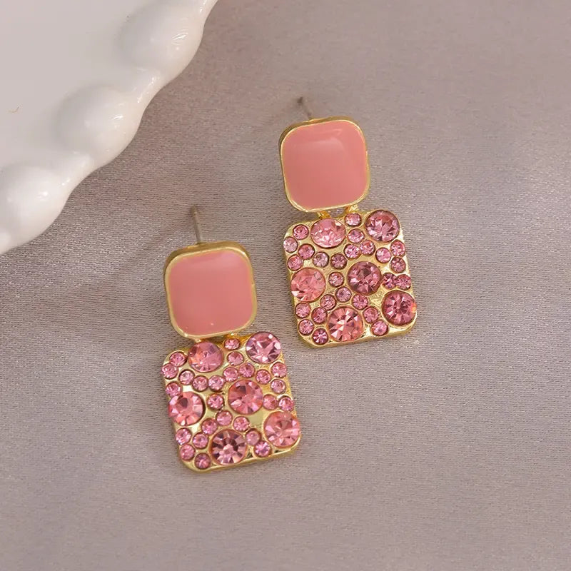 Retro trendy diamond wax drop earrings