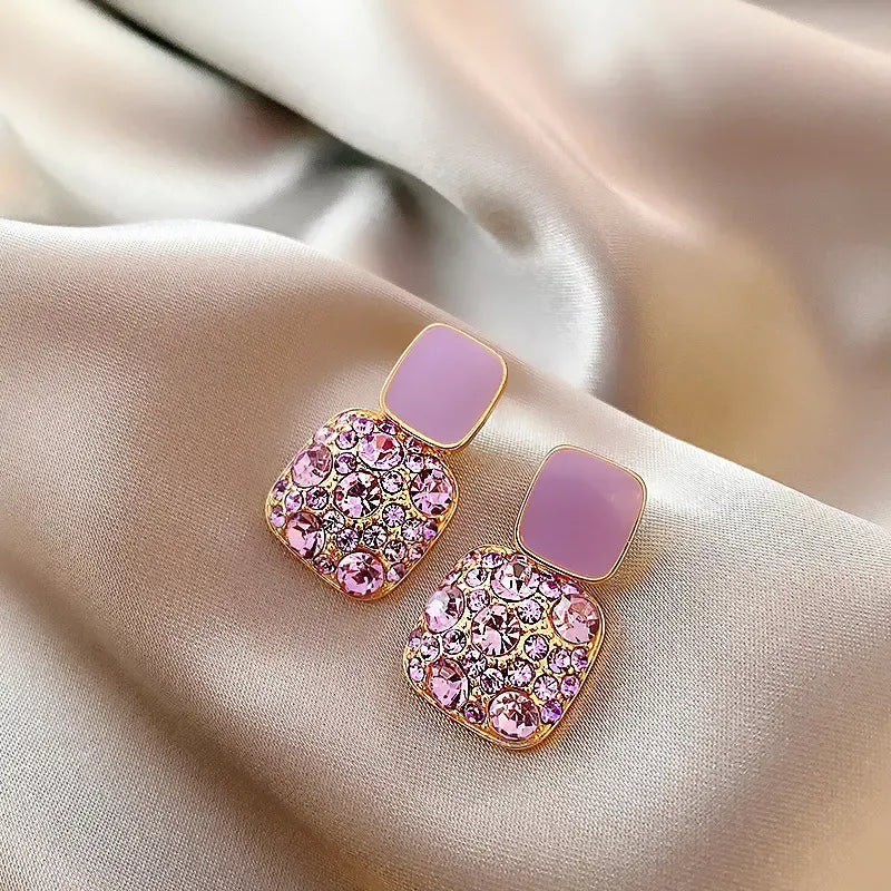 Retro trendy diamond wax drop earrings