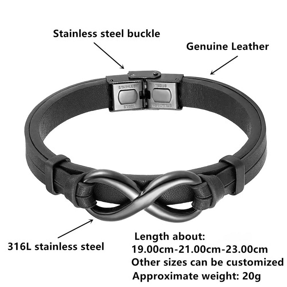 🎁For Love - Remember Whose King You Are And Straighten Your Crown Infinity Leather Bracelet