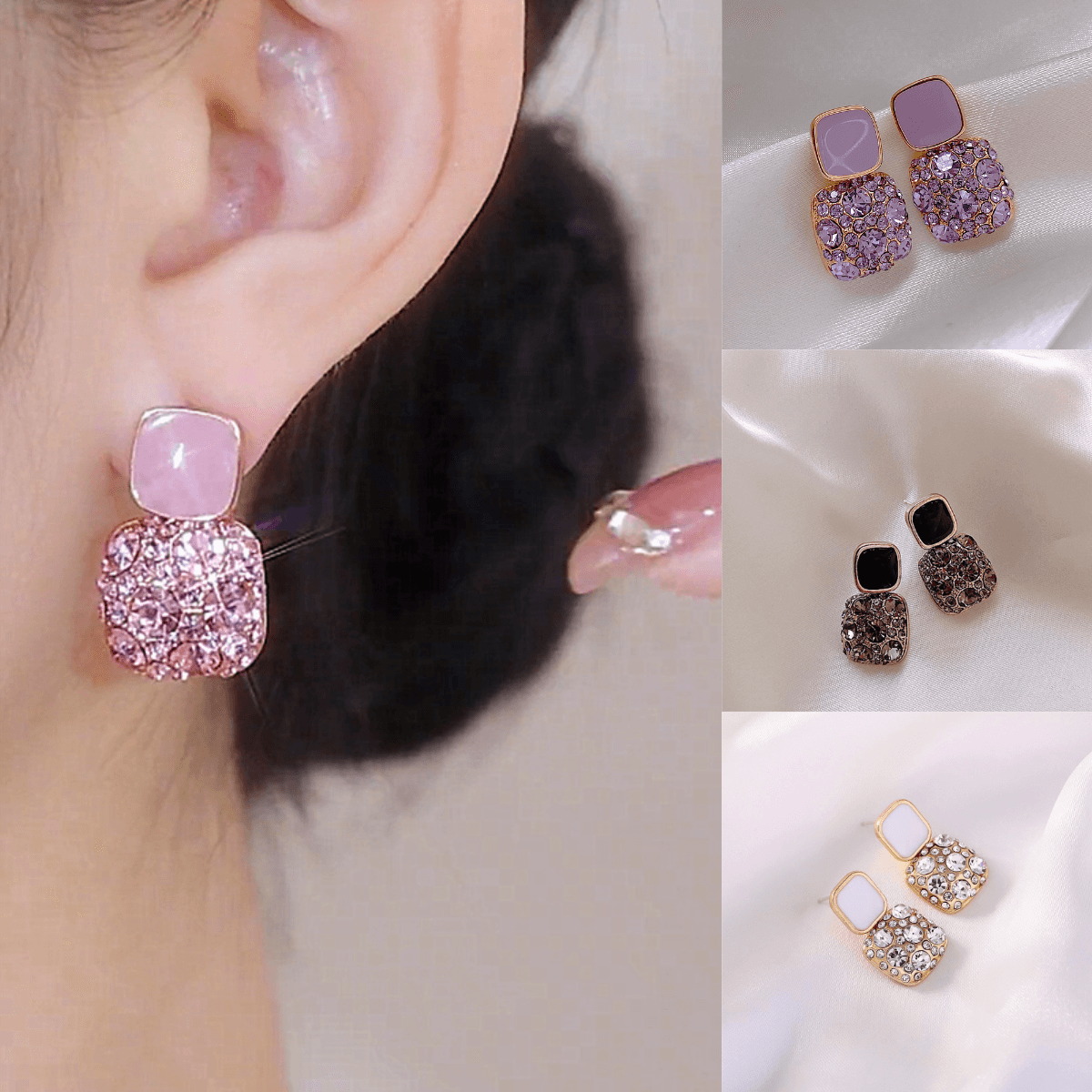 Retro trendy diamond wax drop earrings