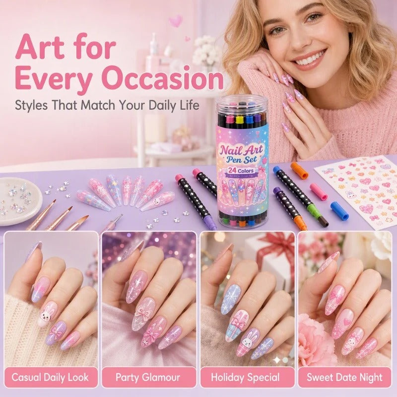 π’π’40% OFF !! β°24 Colors Dual Ended Nail Art Pens Set