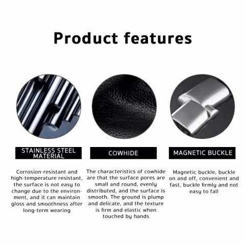 Natural Stone Obsidian Magnetic Buckle Men's Leather Bracelet