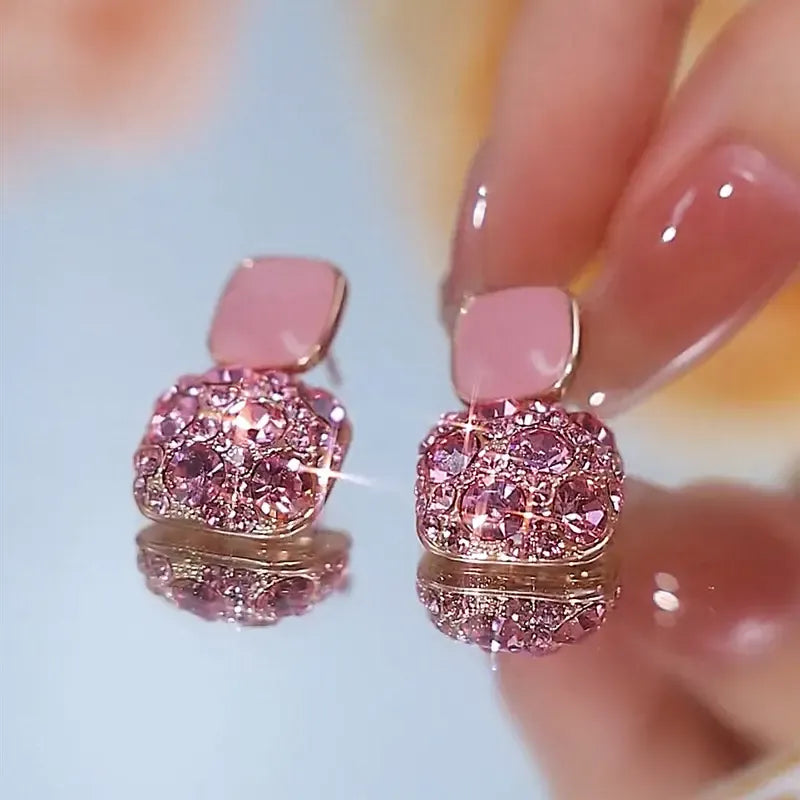 Retro trendy diamond wax drop earrings
