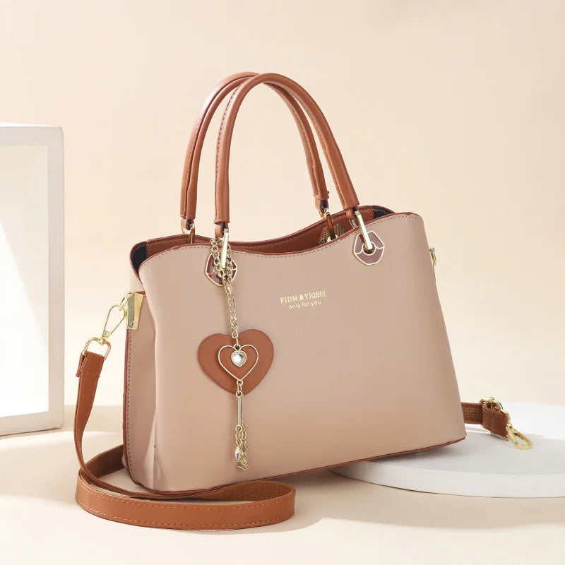 Elegant Women's Tote Bag With Shining Heart Charm