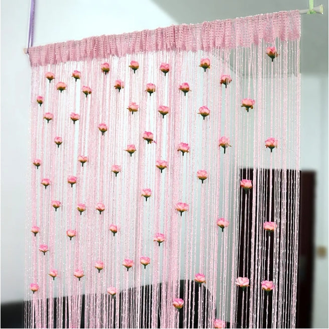 High-end pink fringe curtains