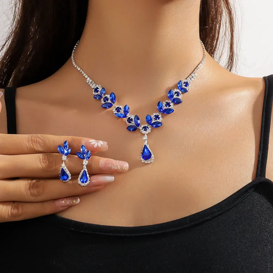 💎New teardrop diamond necklace and earring set