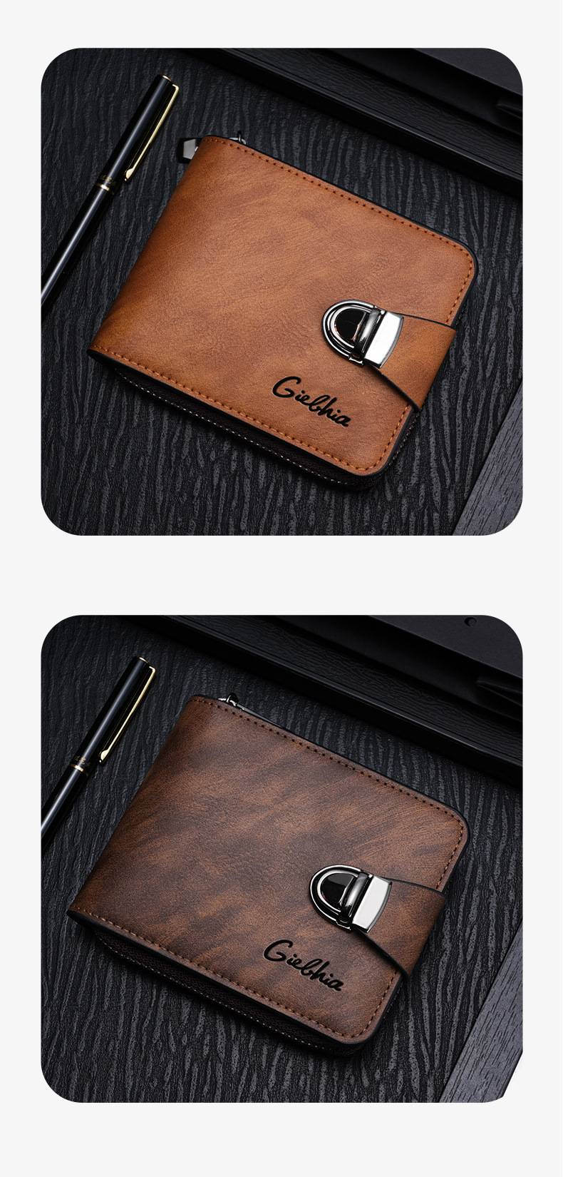 Men's Vintage Compact Zipper Wallet