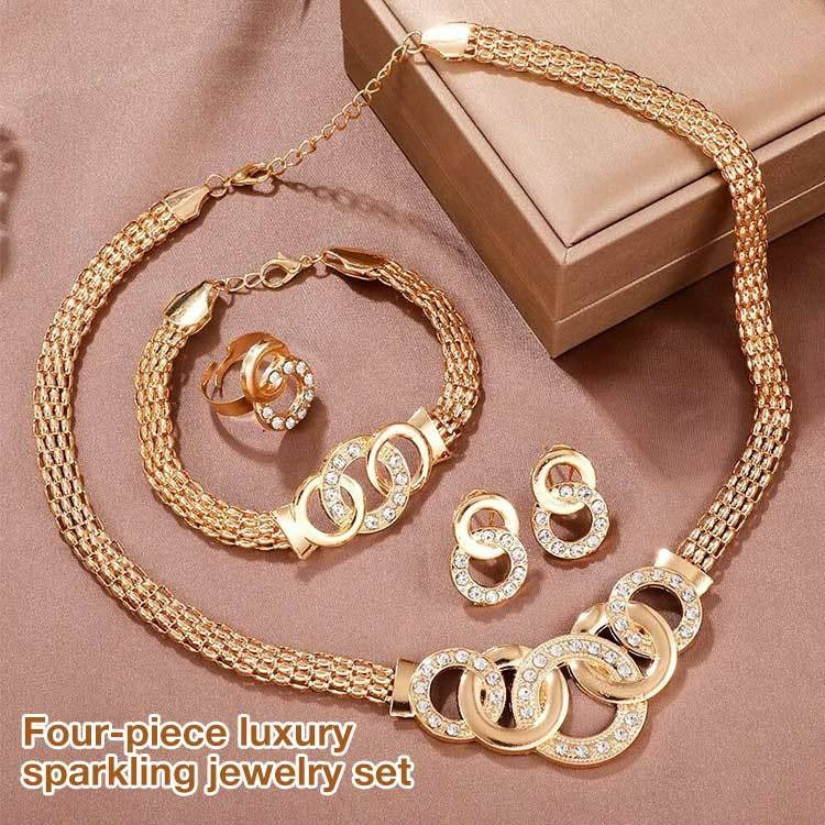 Four-piece luxury sparkling jewelry set