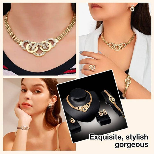 Four-piece luxury sparkling jewelry set