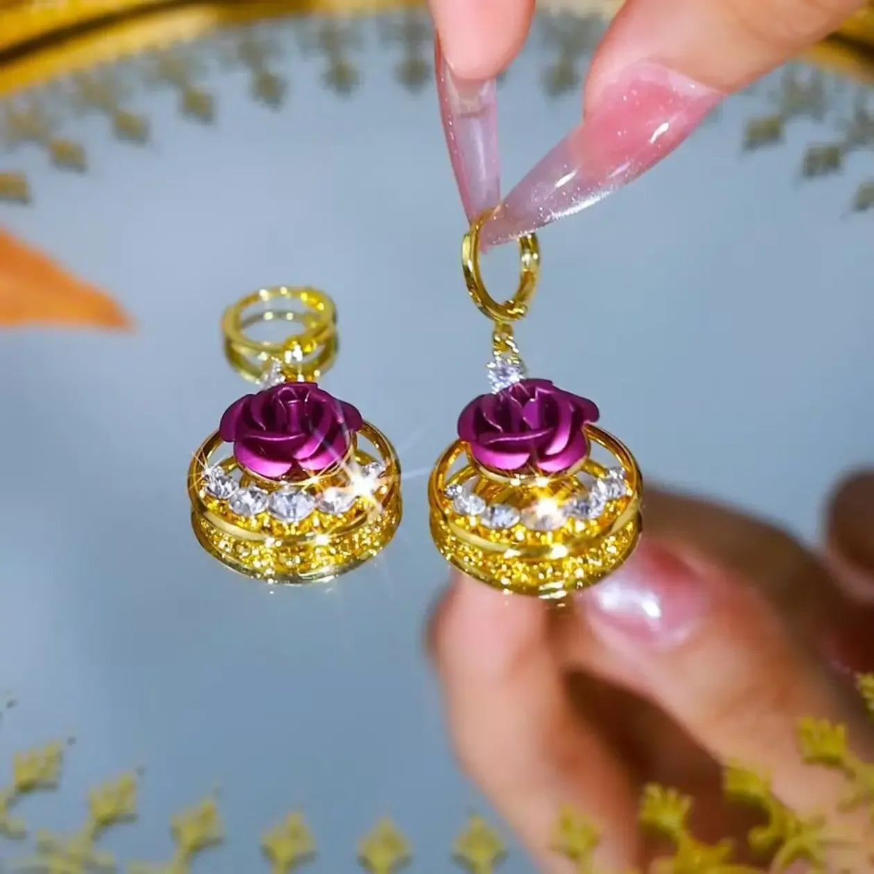 🌹【Necklace + Earrings】Luxury jewelry set with high quality roses