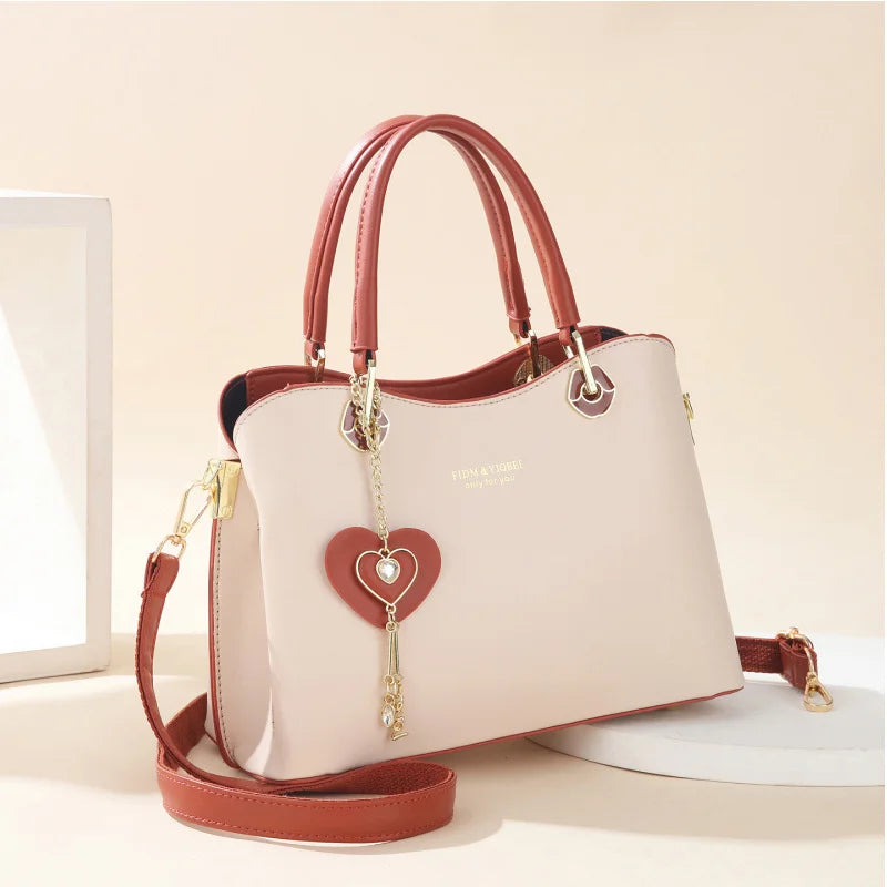Elegant Women's Tote Bag With Shining Heart Charm