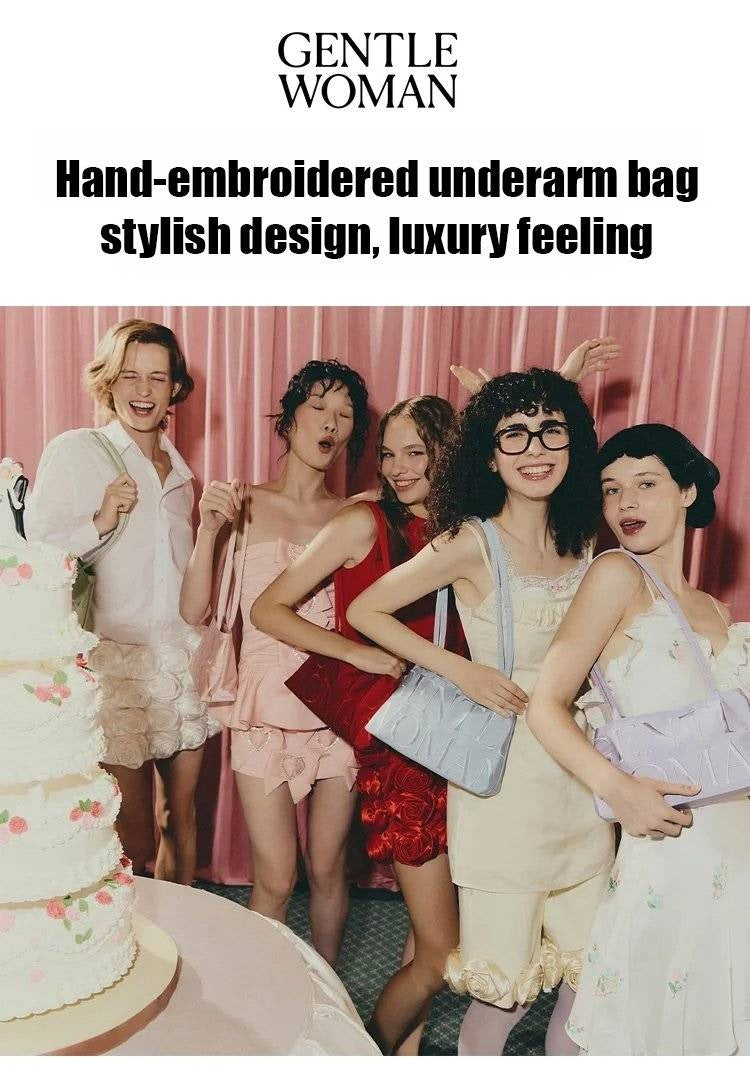 Satin embroidery one-shoulder fashionable ballet underarm bag