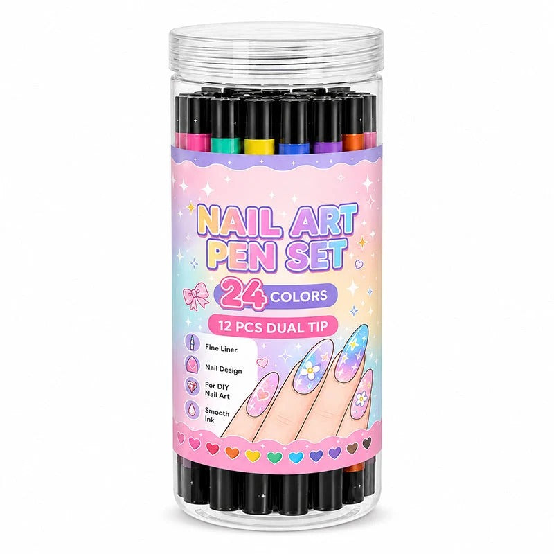 📢📢40% OFF !! ⏰24 Colors Dual Ended Nail Art Pens Set