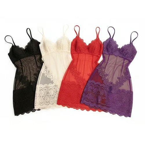 Solid Color Lace Sexy Nightgown