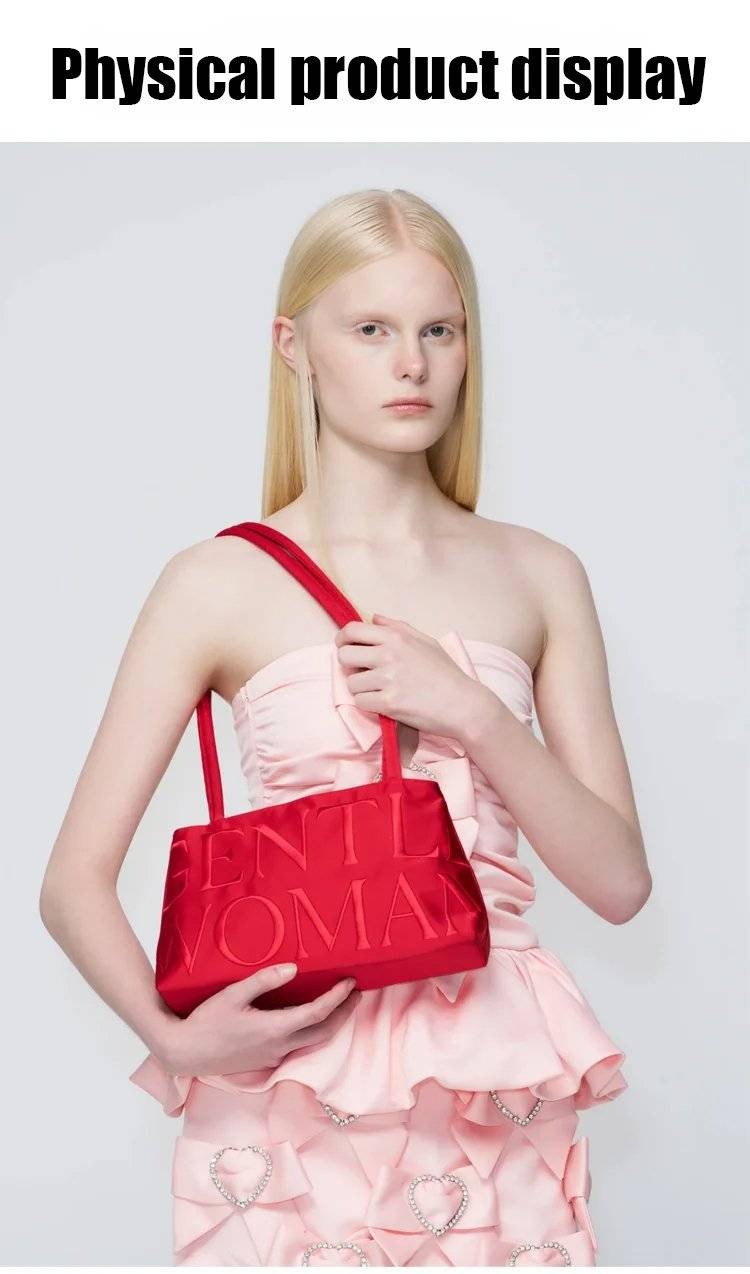 Satin embroidery one-shoulder fashionable ballet underarm bag