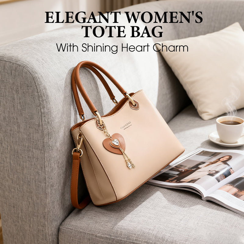 Elegant Women's Tote Bag With Shining Heart Charm