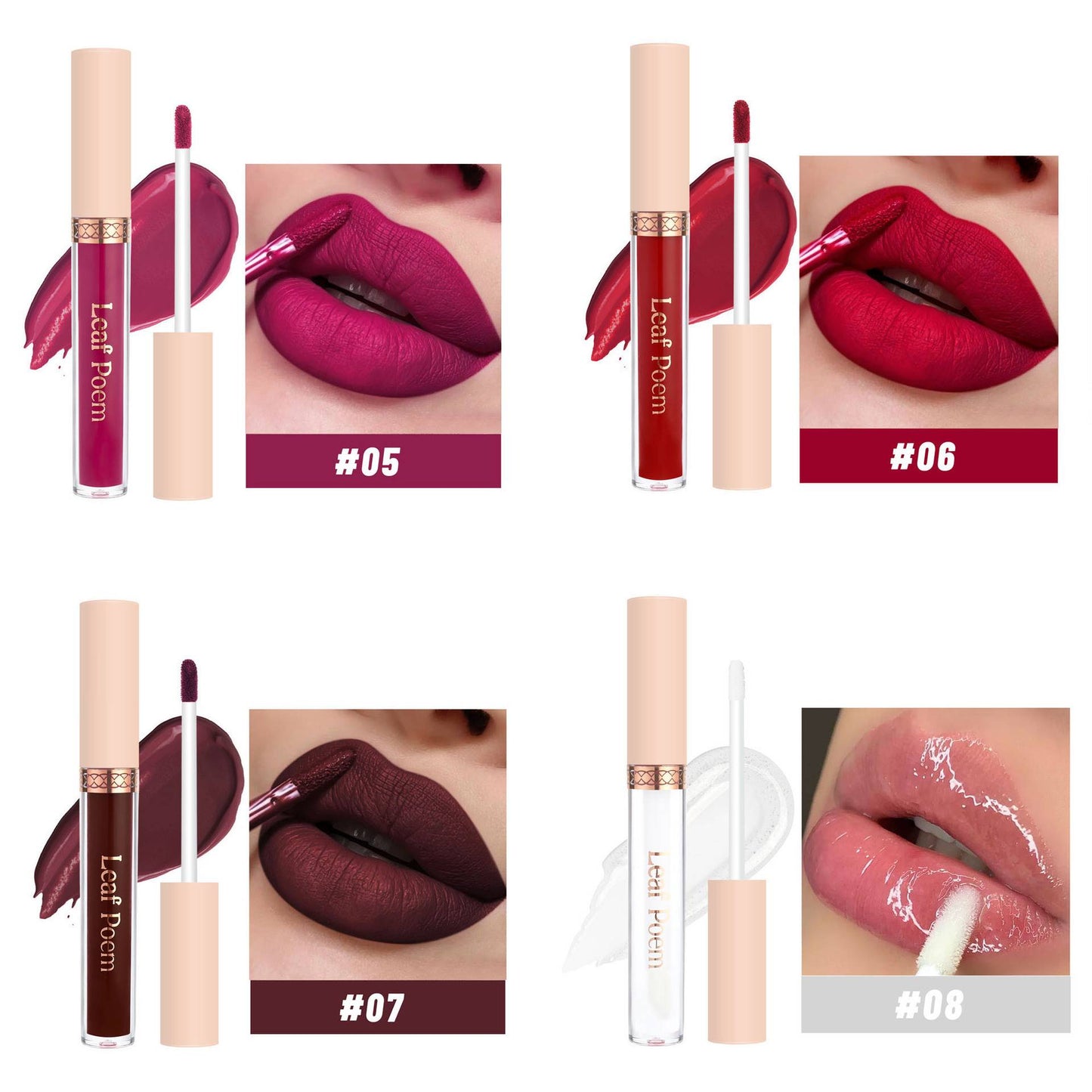8pcs waterproof lip gloss set
