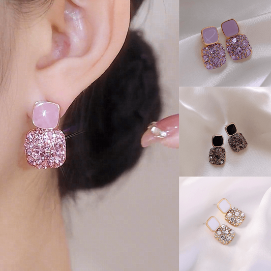 Retro trendy diamond wax drop earrings