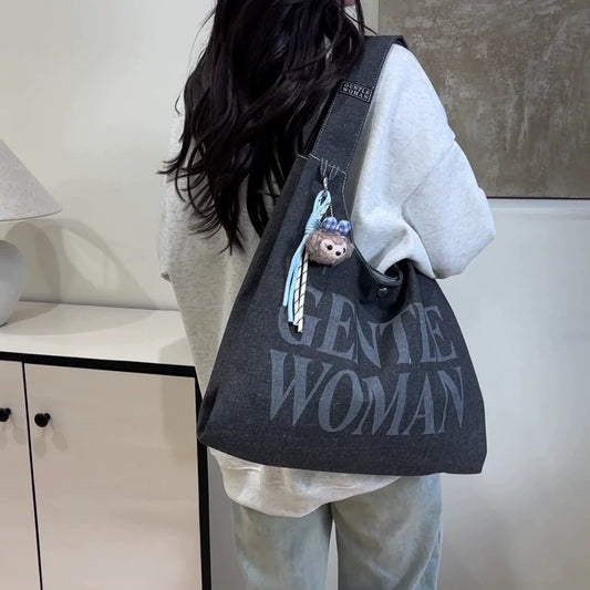 Casual letter canvas shoulder bag