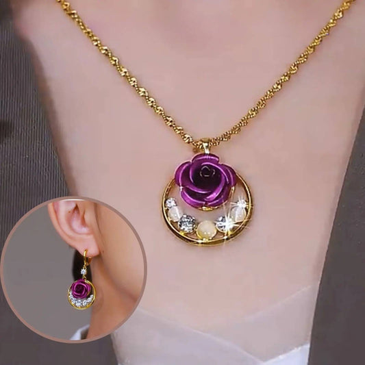 🌹【Necklace + Earrings】Luxury jewelry set with high quality roses