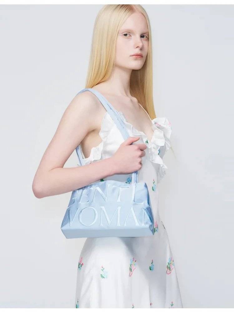 Satin embroidery one-shoulder fashionable ballet underarm bag