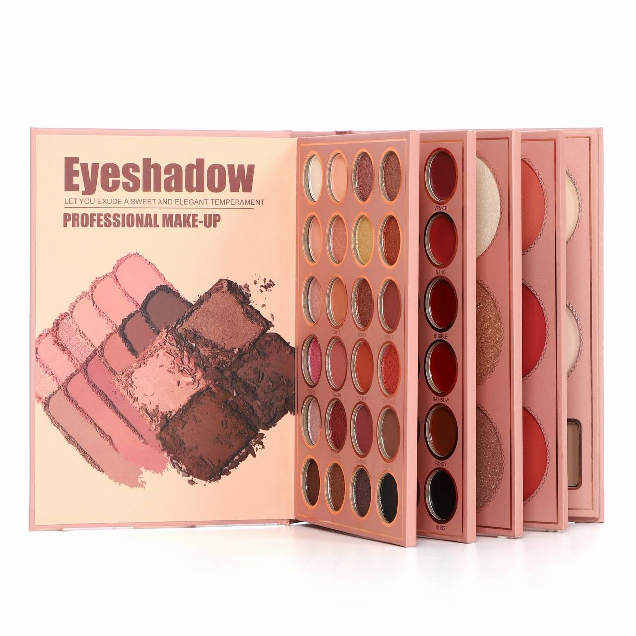 67 colors of pearlescent matte eyeshadow, lip gloss, highlight blush, contouring, multifunctional book-shaped eyeshadow palette