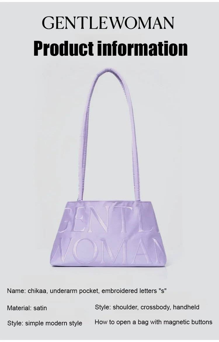 Satin embroidery one-shoulder fashionable ballet underarm bag