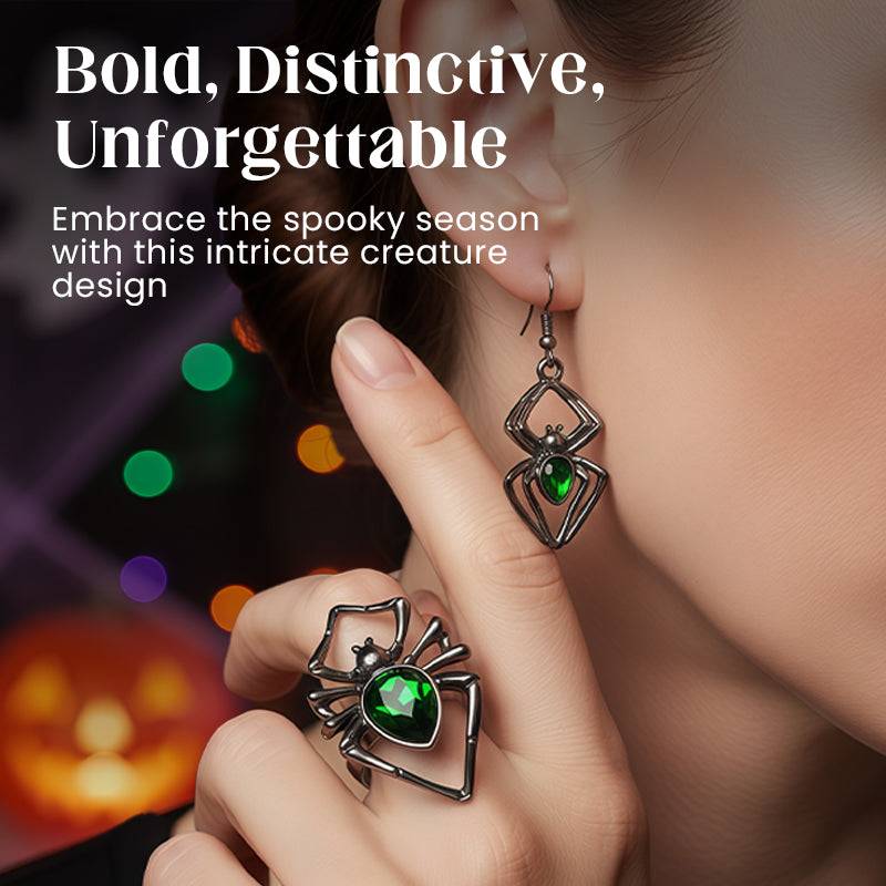 Green Artificial Gemstone Jewelry Three-Piece Set