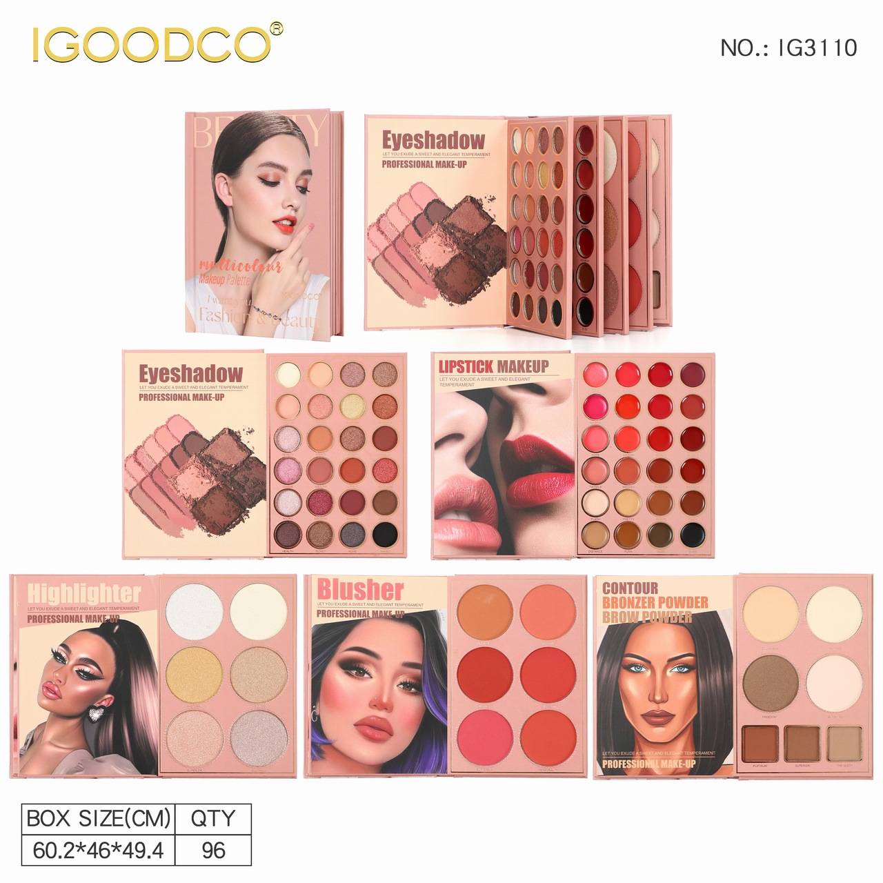 67 colors of pearlescent matte eyeshadow, lip gloss, highlight blush, contouring, multifunctional book-shaped eyeshadow palette