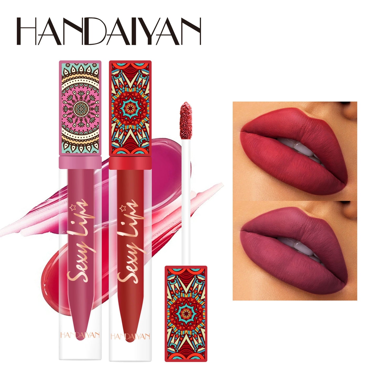6-piece Bohemian-style lip gloss set, long-lasting, waterproof, matte lipstick