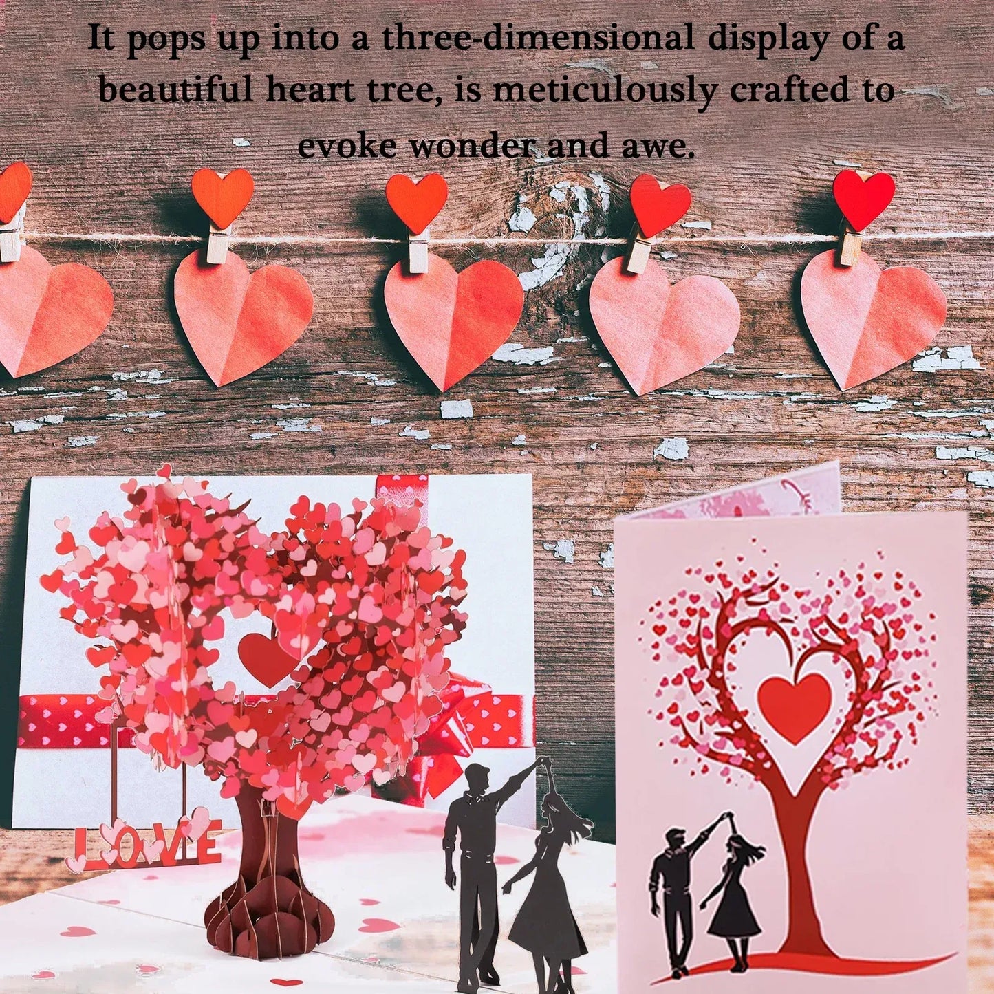 3D Pop-Up Anniversary Card - Romantic Love Tree & Hearts Design💌
