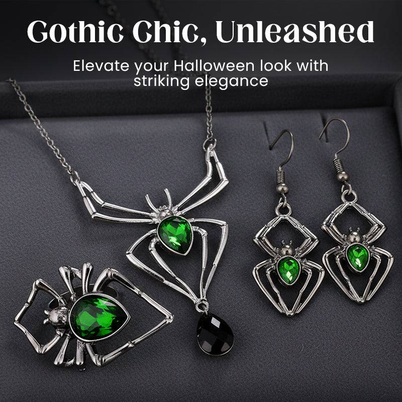 Green Artificial Gemstone Jewelry Three-Piece Set