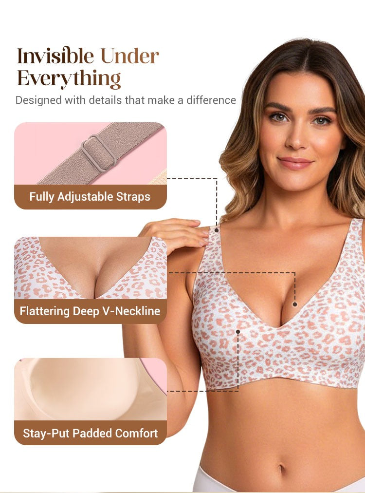 💗LAST DAY SALE 50% OFF⚡ Jelly Wireless Womens Comfortable Wireless Bras Push Up Bralettes Seamless Tshirts Bras Deep V Everyday Bras