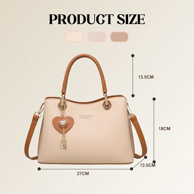 Elegant Women's Tote Bag With Shining Heart Charm