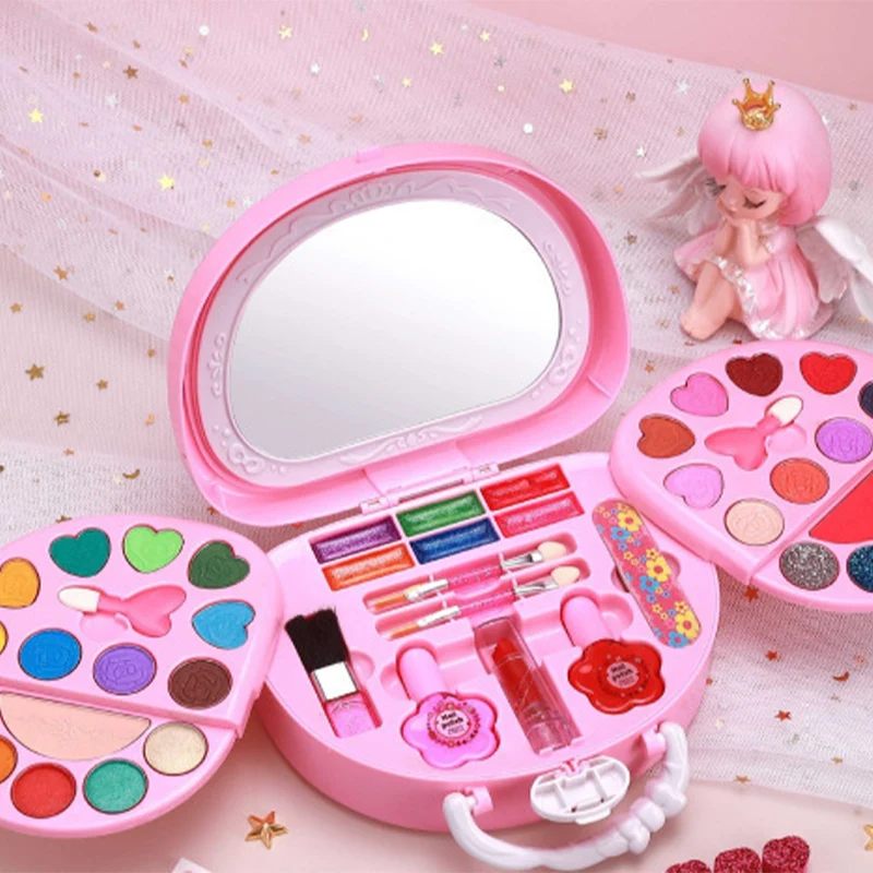 📢📢40% OFF !! ⏰Kids Washable Makeup Toy Set with Portable Pink Handbag