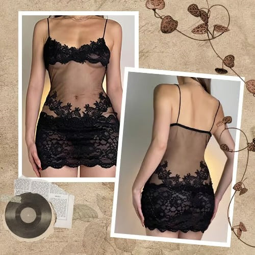 Solid Color Lace Sexy Nightgown
