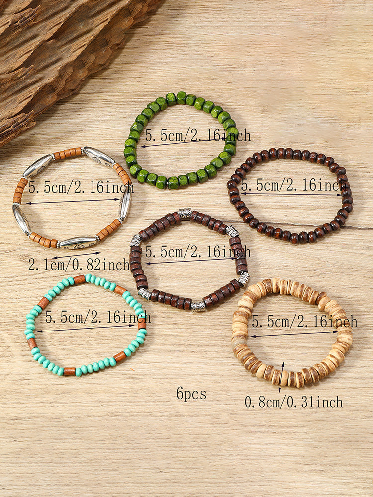 6Pcs Bohemian Beaded Stackable Bracelet Set