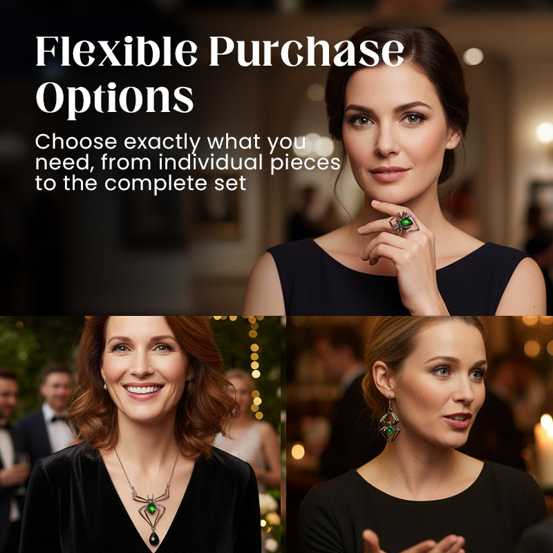 Green Artificial Gemstone Jewelry Three-Piece Set